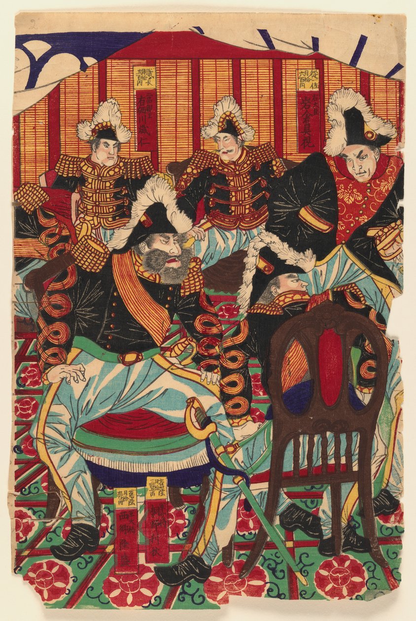 3枚の三連祭壇画、1868-1912（木版印刷）（406925および406927も参照） 作： 日本語学校