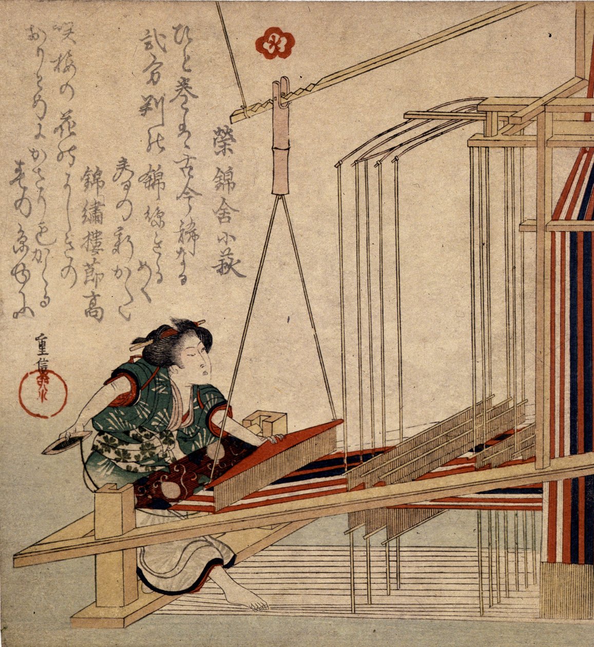 18世紀の日本の機織り。 作： 日本語学校