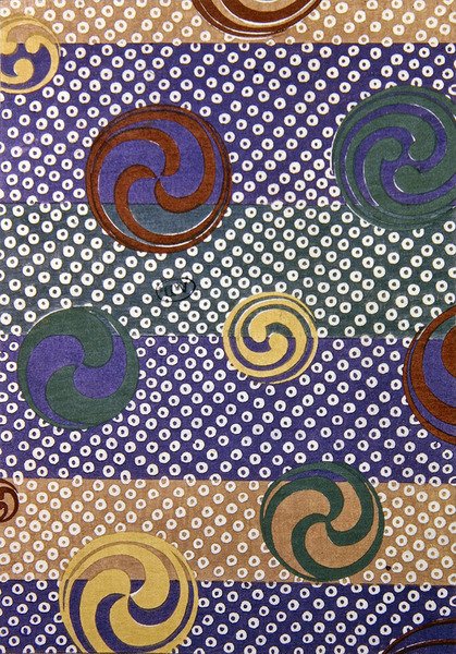 織物のための陰陽のデザイン 19世紀末 カラー木版画 作： 日本語学校