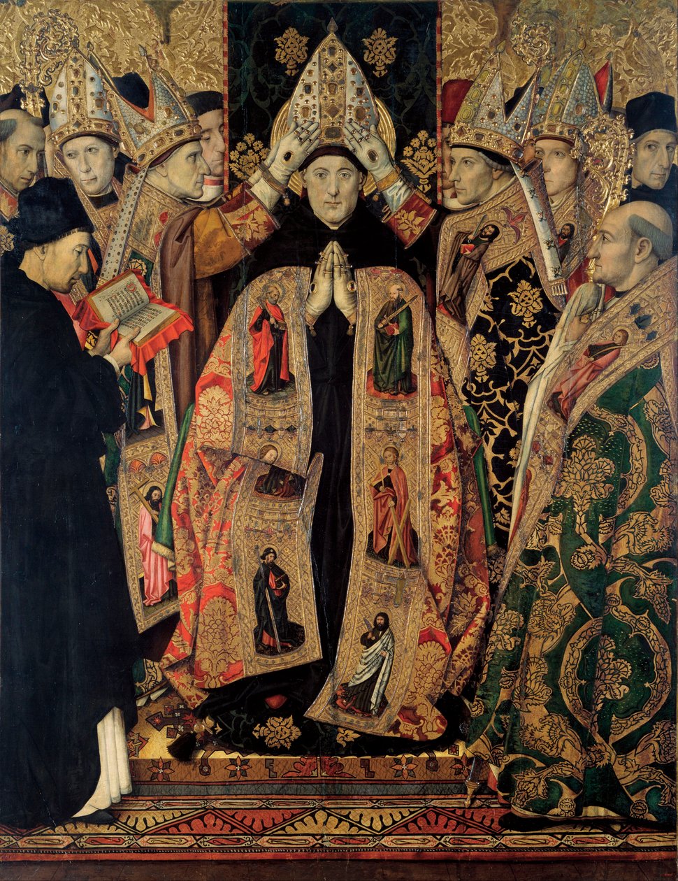 Saint Augustin Altarpiece - The Consecration of Saint Augustine - Peinture de Huguet, Jaume (1412-1492) - 1462-1465 - パネルにテンペラ - 250x193 - Museu Nacional d