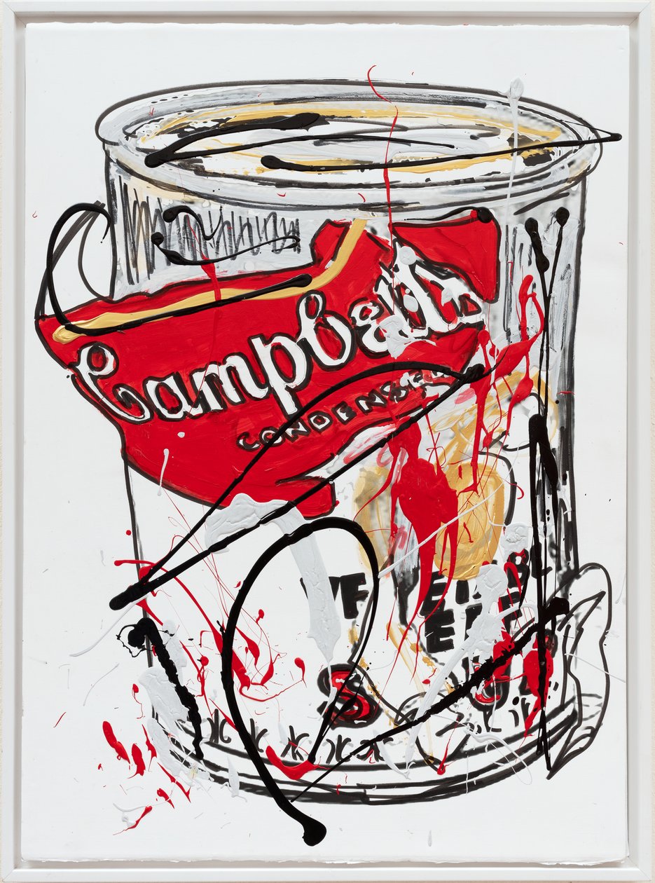 Soup Can 7 Fake, 2019（キャンバスにハウスペイントとインク） 作： ジェイ・バトル