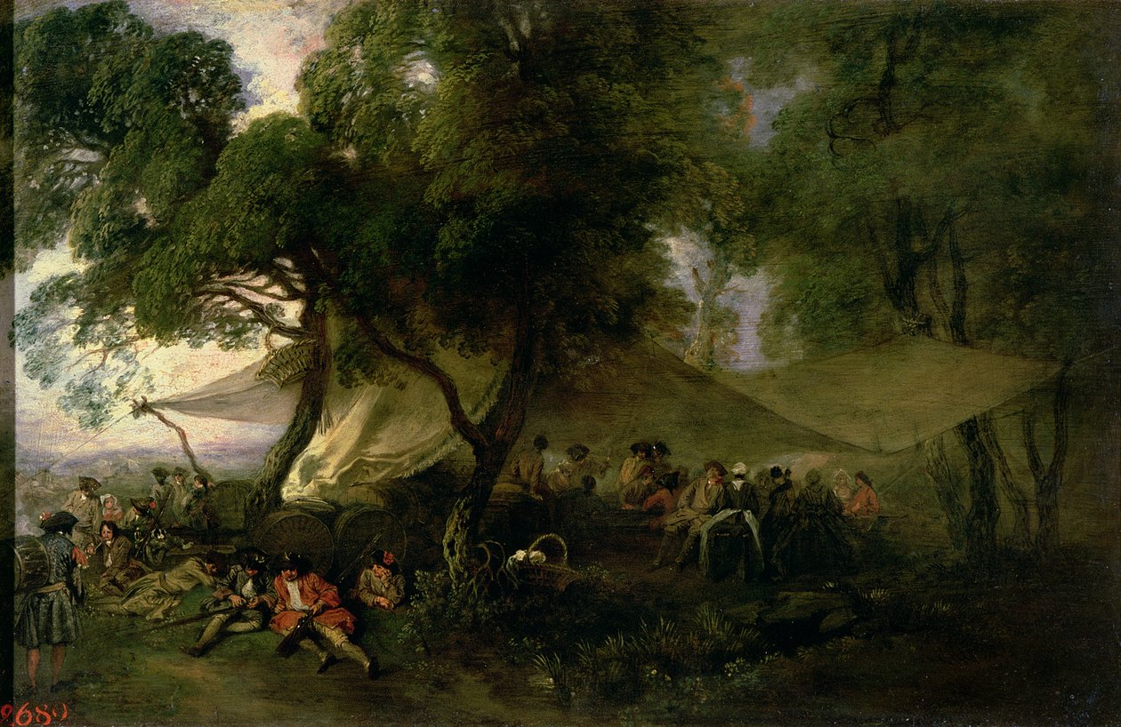 戦争からの休息、1712-15（銅に油彩） 作： ジャン・アントワーヌ・ヴァトー