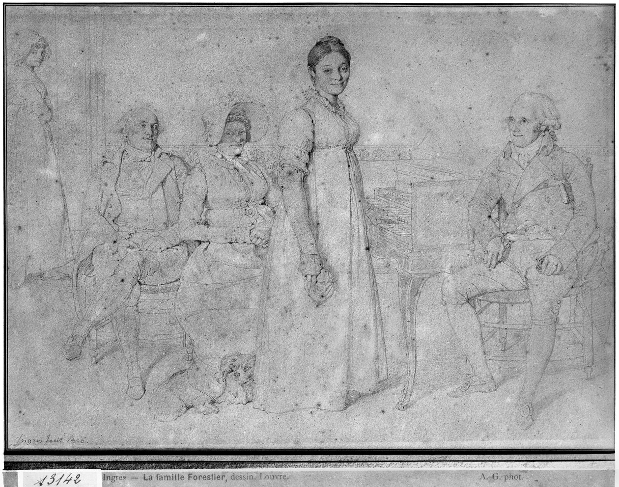 フォレスティエ家、1806年（紙に黒鉛）（233242も参照） 作： ジャン・オーギュスト・ドミニク・アングル