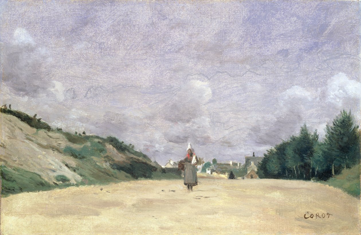 ノルマンディーの道、c.1860-65 作： ジャン・バプティスト・カミーユ・コロー