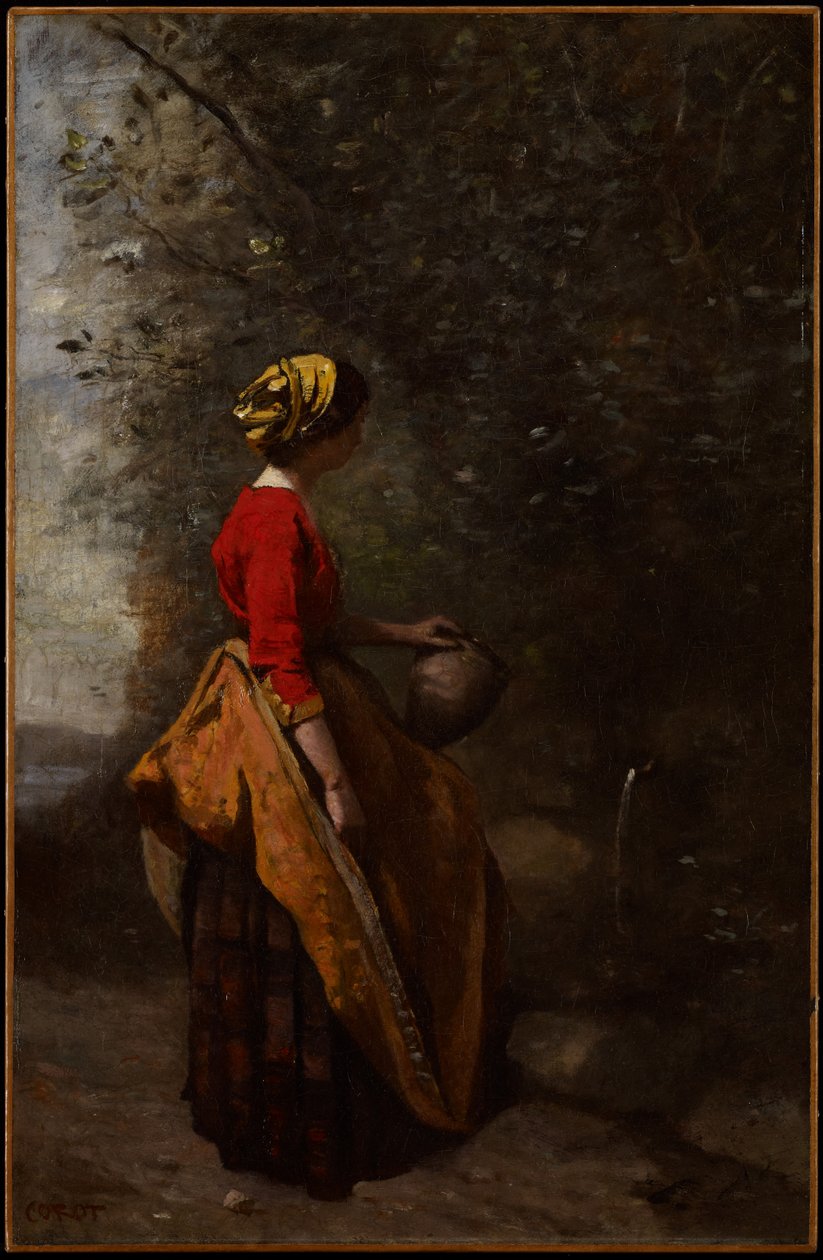 春の農民少女、c.1860-65 作： ジャン・バプティスト・カミーユ・コロー