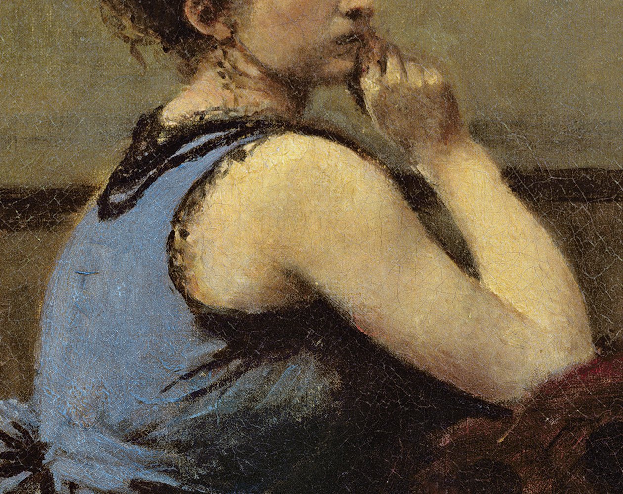 青の女、1874年（82880の詳細） 作： ジャン・バプティスト・カミーユ・コロー