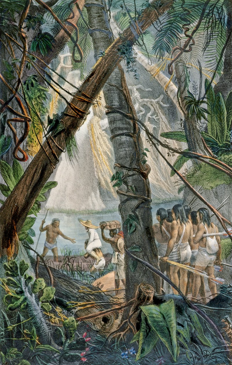 チャールズエティエンヌピエールモット（1785-1836）によって彫刻された「航海ピトレスクエヒストリックオウブレジル」のゴヤナスインディアン、北東ブラジル、北東ブラジル、1839年発行 作： ジャン・バプティスト・デブレット