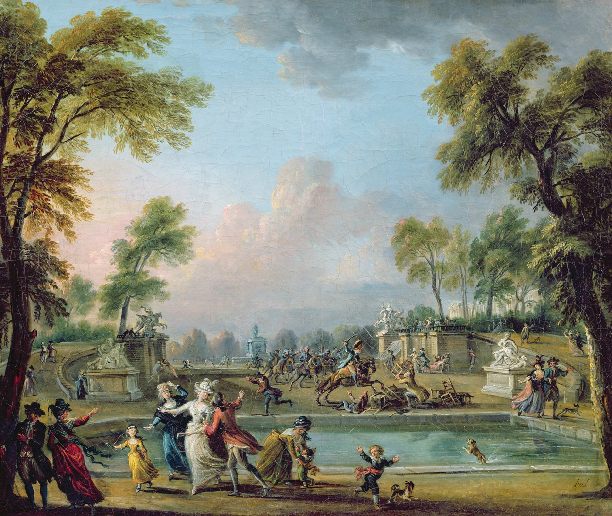 1789年7月12日、チュイルリー庭園のランベスク王子（1751-1825）の告発 作： ジャン・バプティスト・ラレマンド