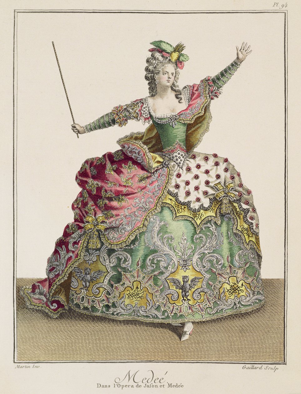 オペラ「ジェイソンとメデア」のメデアの衣装、ルネガイヤール（c.17190-90）c.1780の彫刻 作： ジャン・バプティスト・マーティン