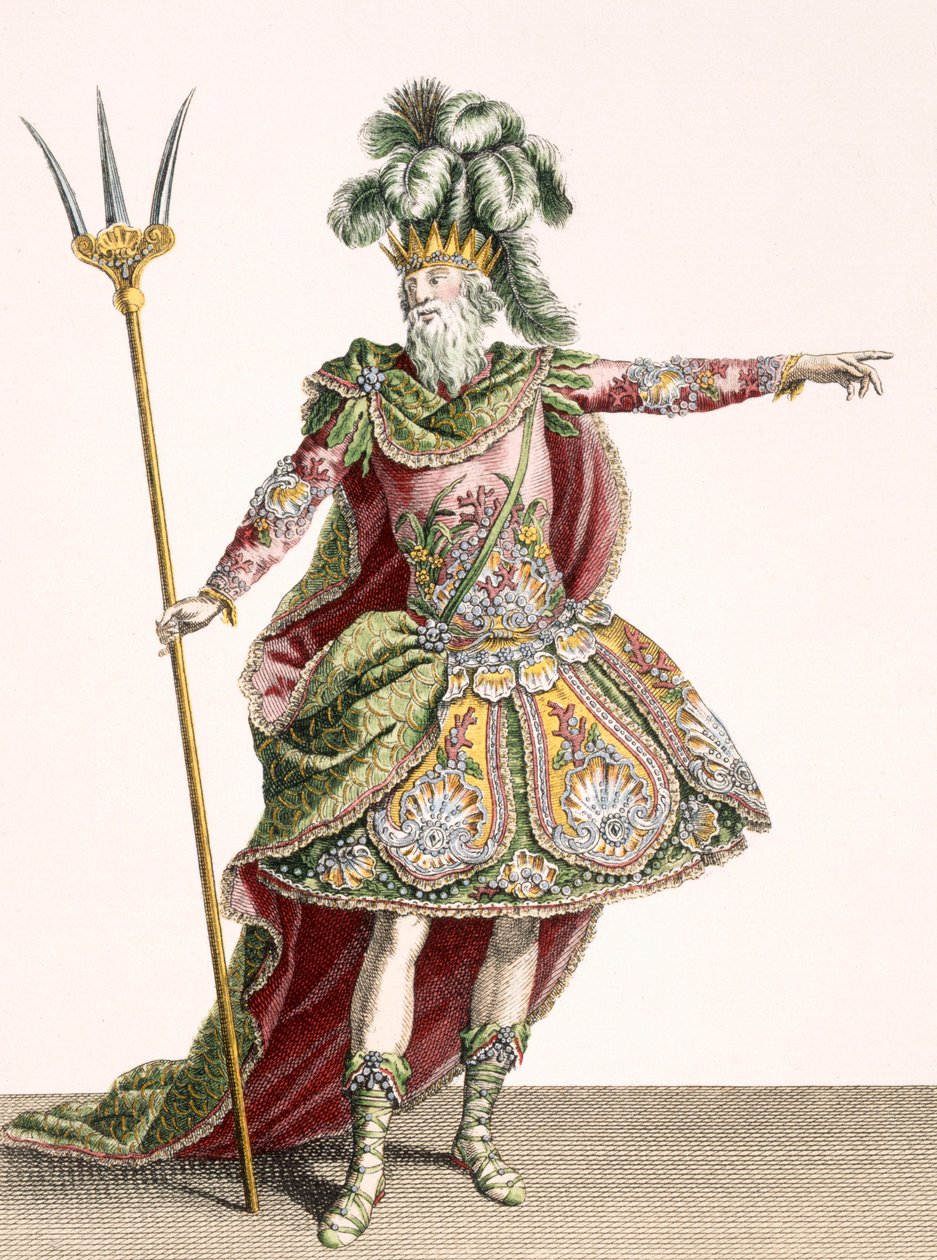 ルネガイヤール（c.1719-90）c.1780によって彫刻された、いくつかのオペラの海王星の衣装 作： ジャン・バプティスト・マーティン