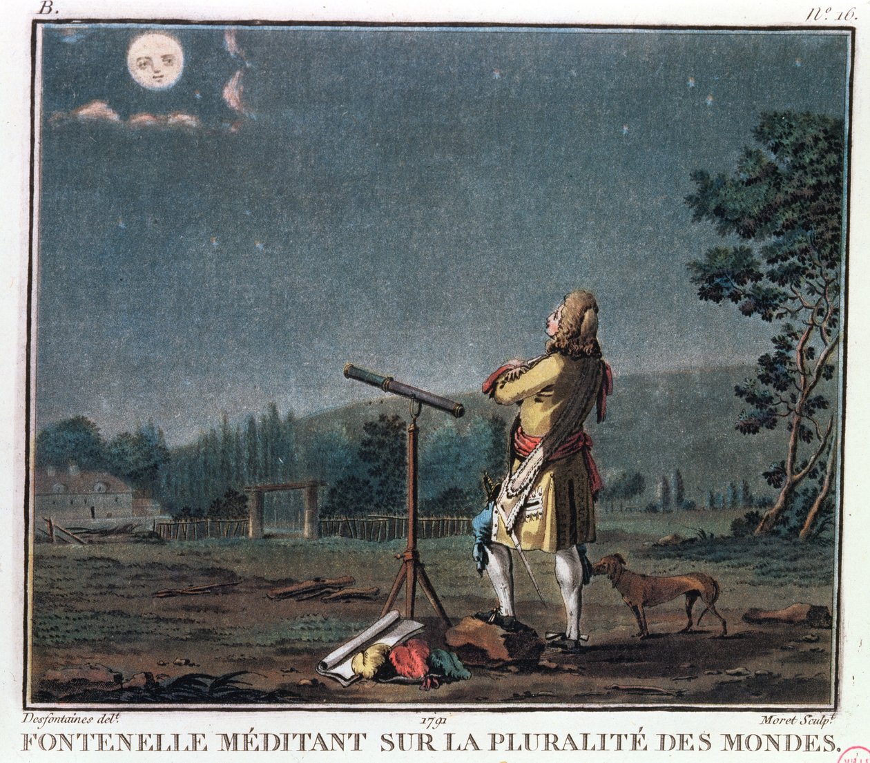 ベルナールルボヴィエドゥフォンテネル（1657-1757）世界の増殖について瞑想する、1791年 作： ジャン・バプティスト・モレ