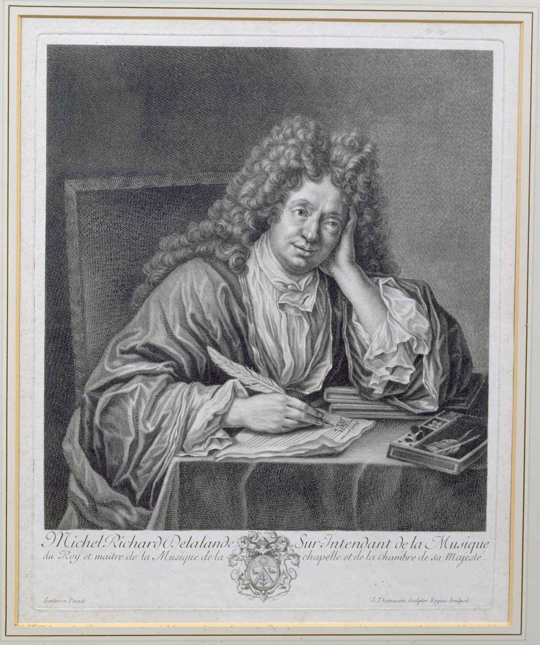 Simon Thomassin（1655-1733）によって彫刻された音楽監督官、Michel Richard Delalande（1657-1726）の肖像 作： ジャン・バプティスト・サンテール