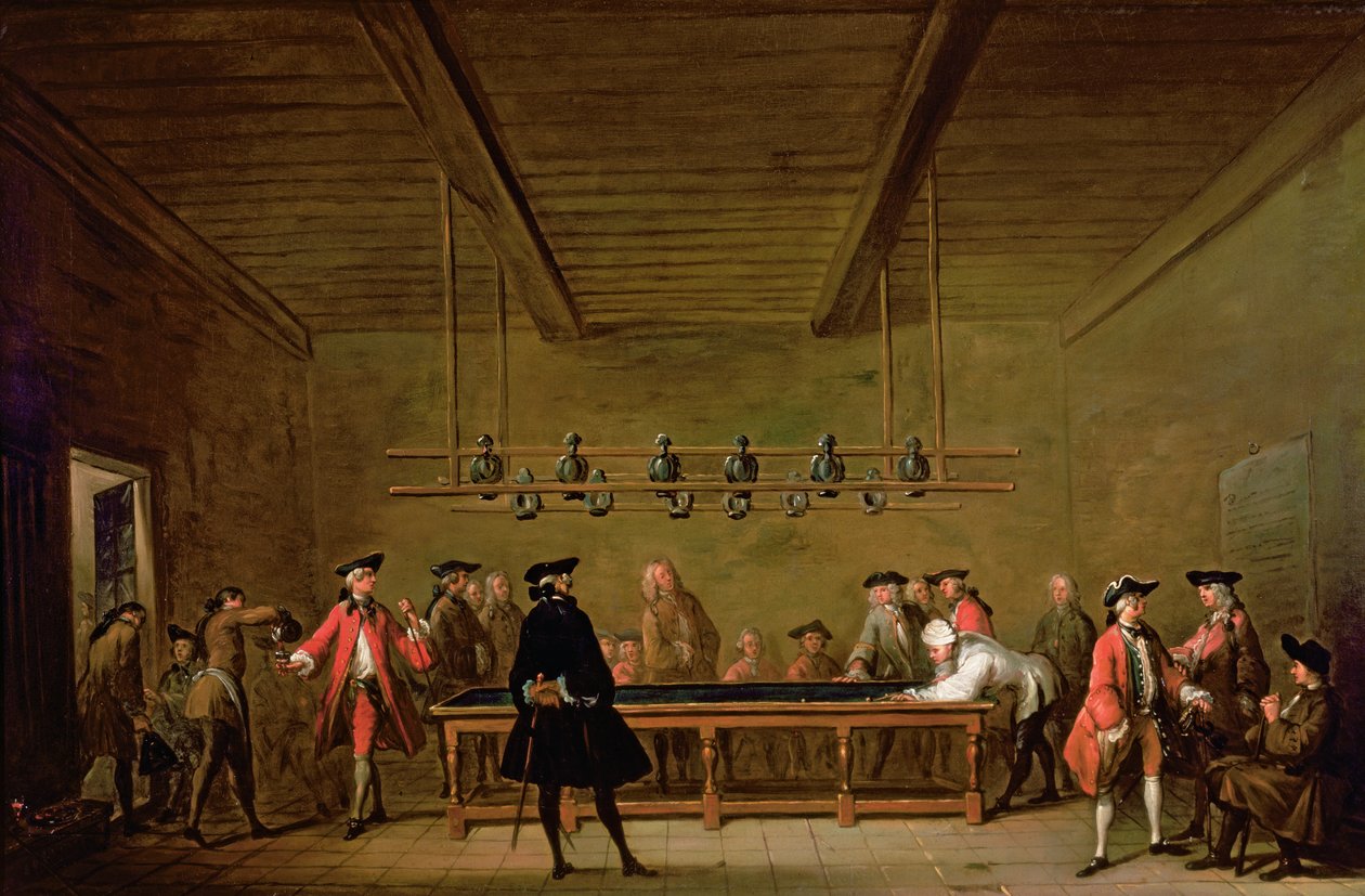 ビリヤードのゲーム、c.1720-26 作： ジャン・バプティスト・シメオン・シャルダン