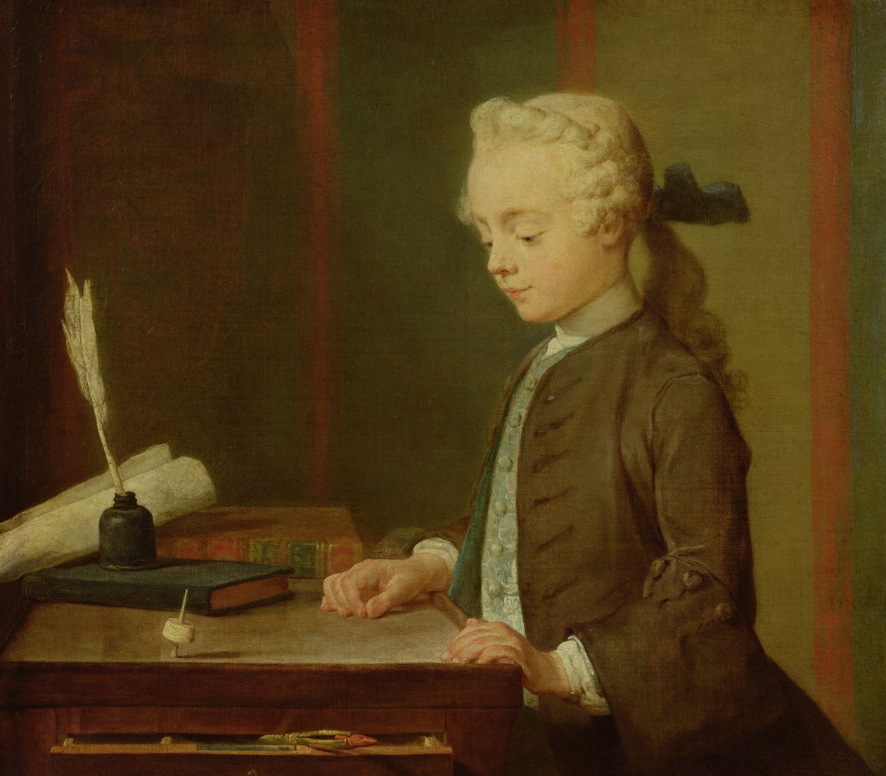 Teetotumを持つ子供、1738年 作： ジャン・バプティスト・シメオン・シャルダン