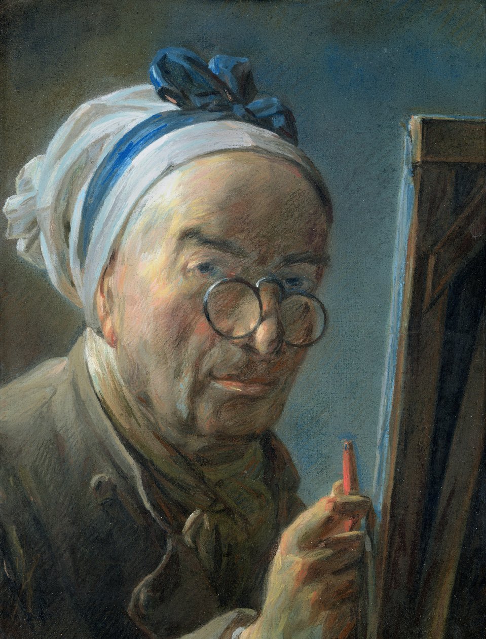 イーゼルの自画像、1775-79年頃（パステル） 作： ジャン・バプティスト・シメオン・シャルダン
