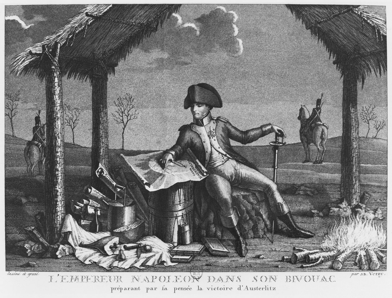 ナポレオン皇帝のビバーク1805年、アウステルリッツの勝利を計画 作： ジャン・バプティスト・ヴェルジ