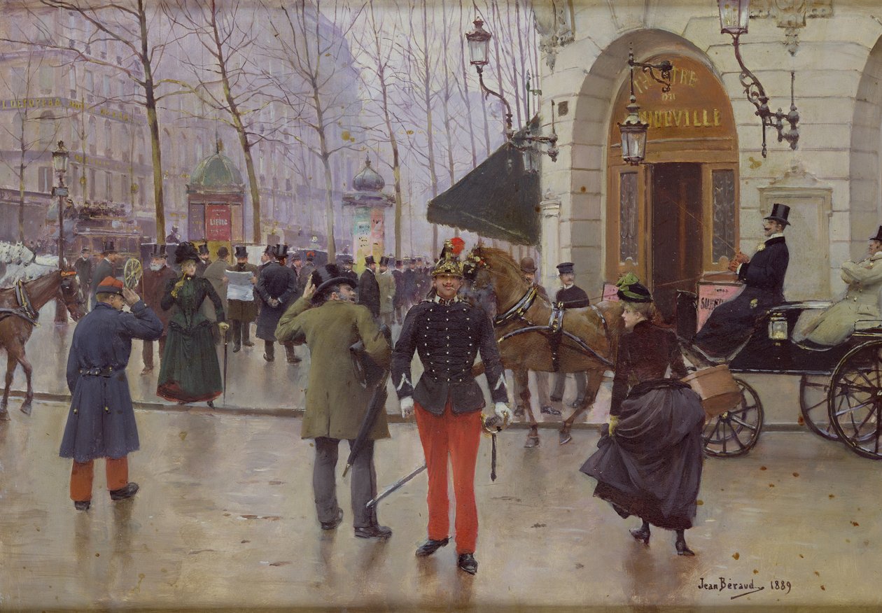 ブールバールデカプシーヌとヴォードヴィル劇場、1889年 作： ジャン・ベロー