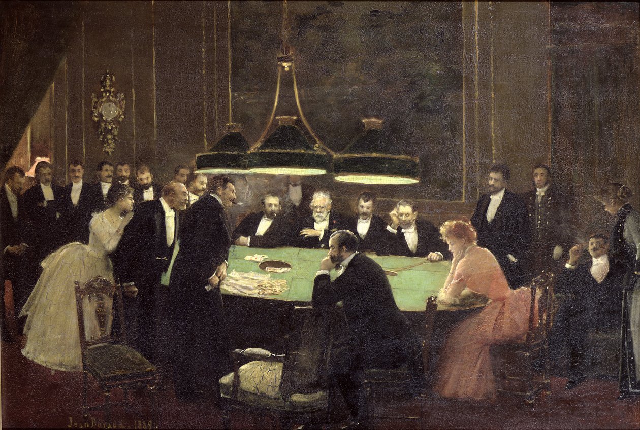 カジノのゲームルーム、1889 作： ジャン・ベロー