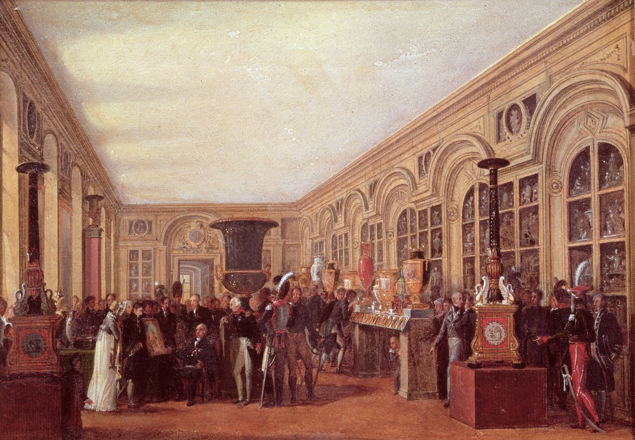 Alexandre Brongniart（1770-1847）芸術家ワークショップのアーティストをLouis XVIII（1755-1824）に贈る（紙に油彩） 作： ジャン・チャールズ・デベリー