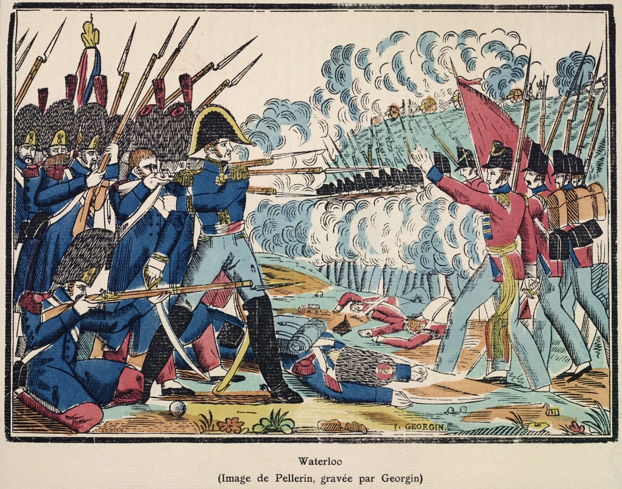 ウォータールーの戦い、1815年、フランソワゲオルギン（1801-63）が「Edition de la Revue Lorraine Illustree」のパブから刻印。 1912 作： ジャン・シャルル・ペラン