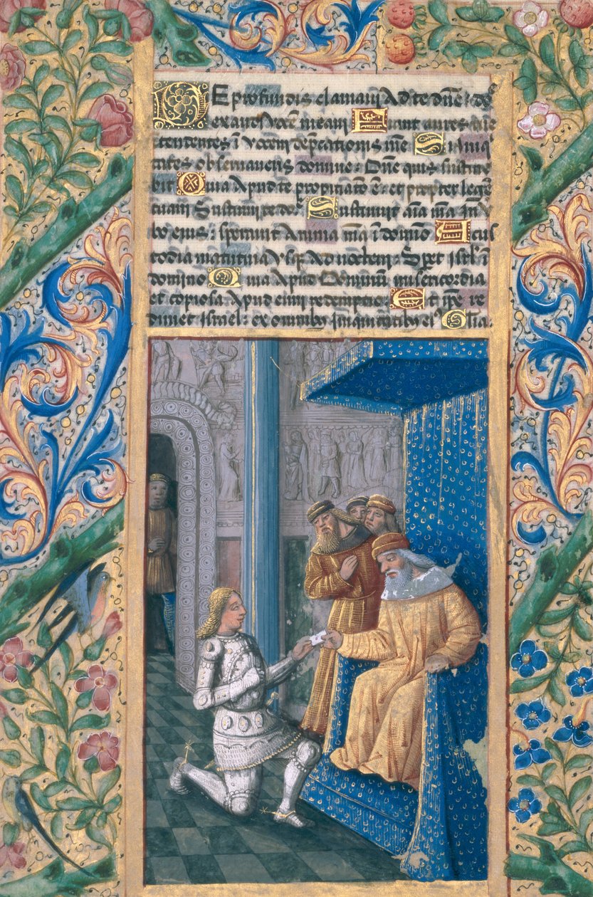 ラットさんQvI126 f.58vダビデは、1469年の「ルイドルレアンの時間の書」からウリアを死に送りました。 作： ジャン・コロンブ