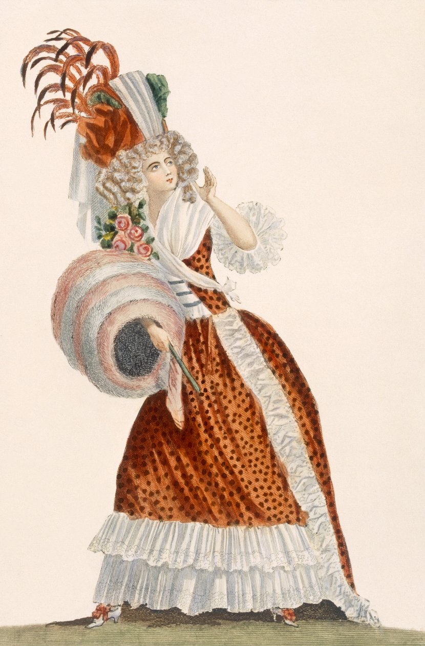 トレスグランデパリュー、「Galeries des Modes et Costumes Francais」、c.1778-87 99の版：服。伝統的なドレス;伝統的な衣装;ファッション;お絵かき; c18th;ファッショナブル。 作： ジャン・フロレント・デフレイン