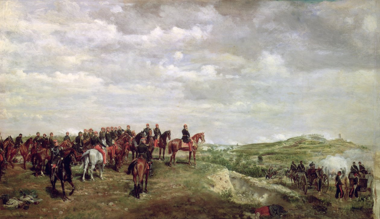 1859年のソルフェリーノの戦いでのナポレオン3世（1808-73）、1863年（パネル） 作： ジャン・ルイ・アーネスト・メソニエ