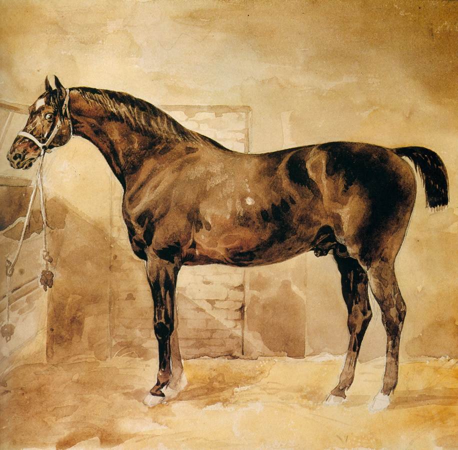 馬小屋のイギリスの馬 作： セオドア・ジェリコー