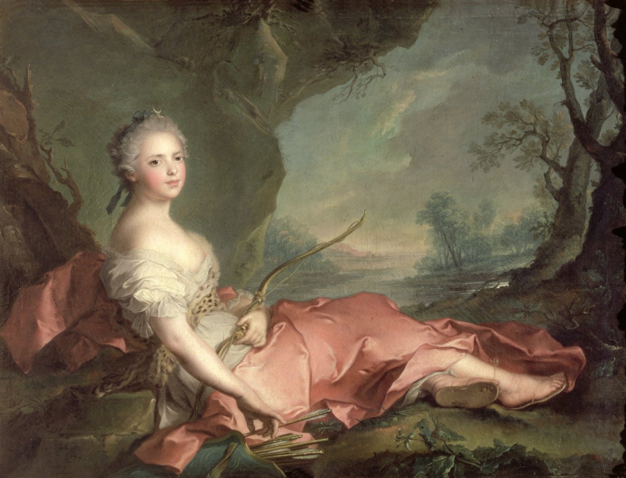 1745年、ダイアナに扮したルイ15世の娘、フランスのマリアアデレードの肖像 作： ジャン・マルク・ナティエ