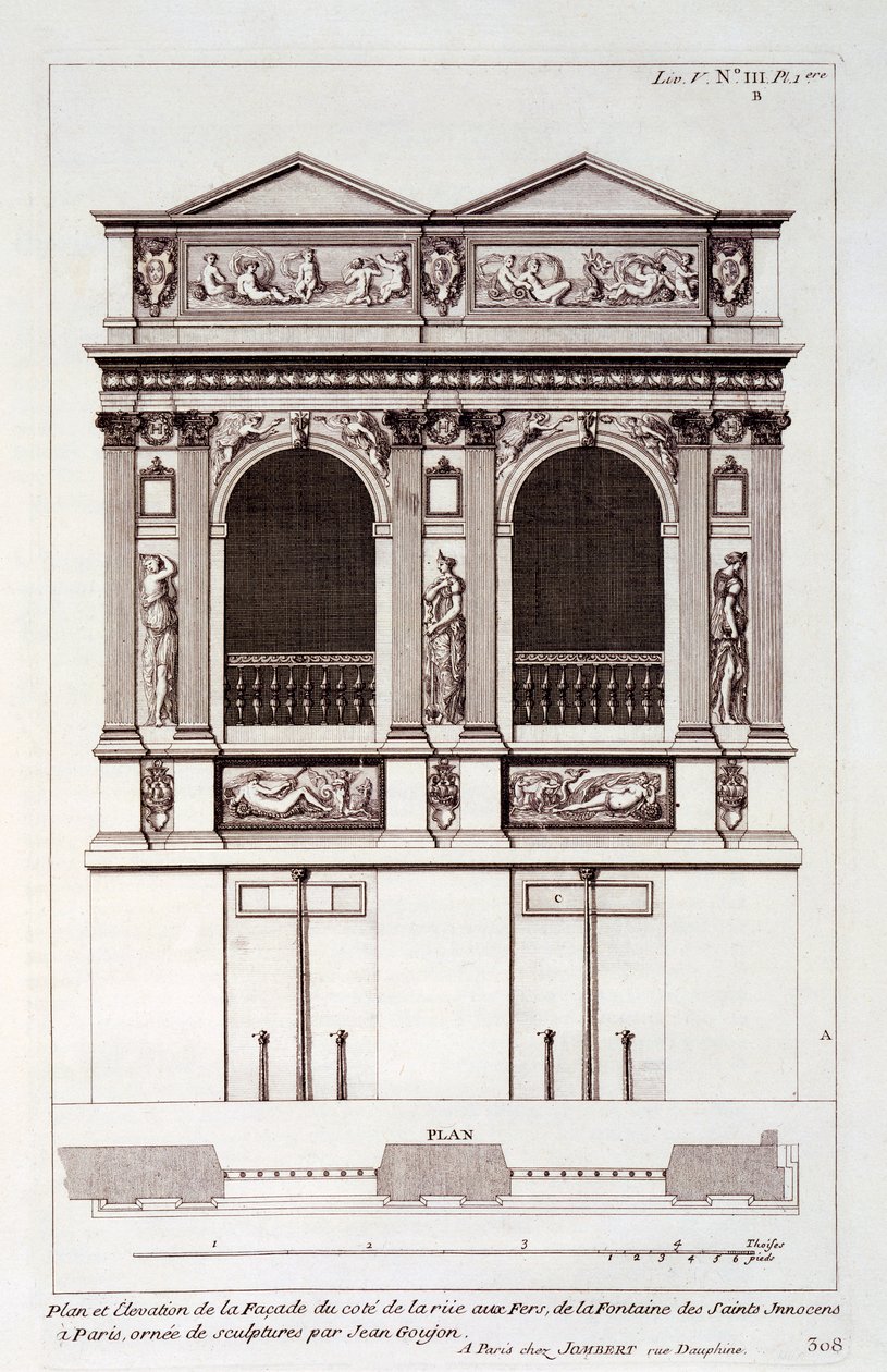 フォンテーヌデイノセント、パリ、ジャックフランソワブロンデル作「フランソワーズ建築」（1727年） 作： ジャン・マリエット