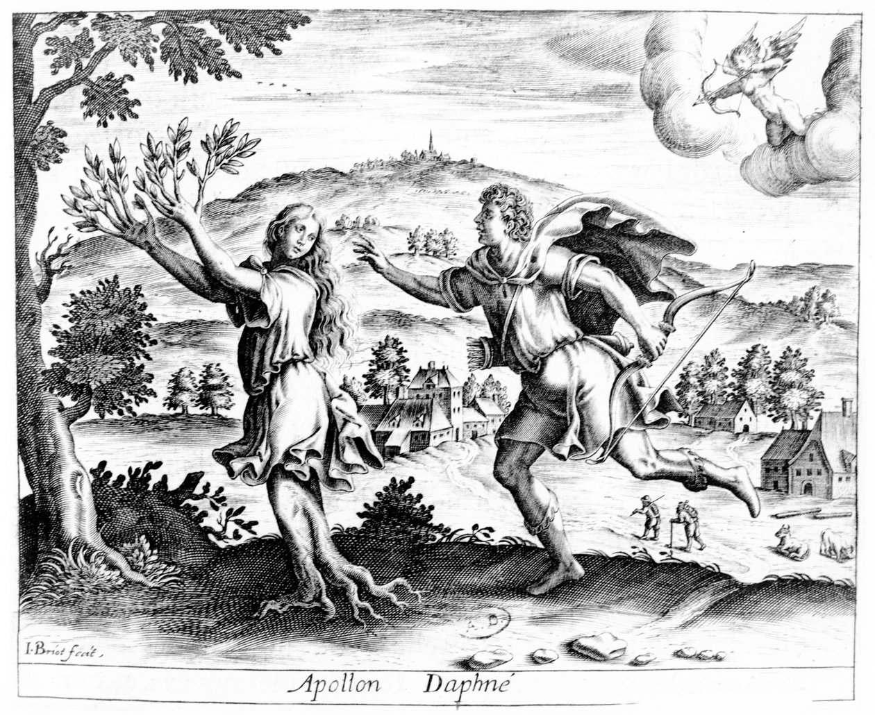 好色なアポロから逃げるダフネは、月桂樹1616年に変身 作： ジャン・マテウス