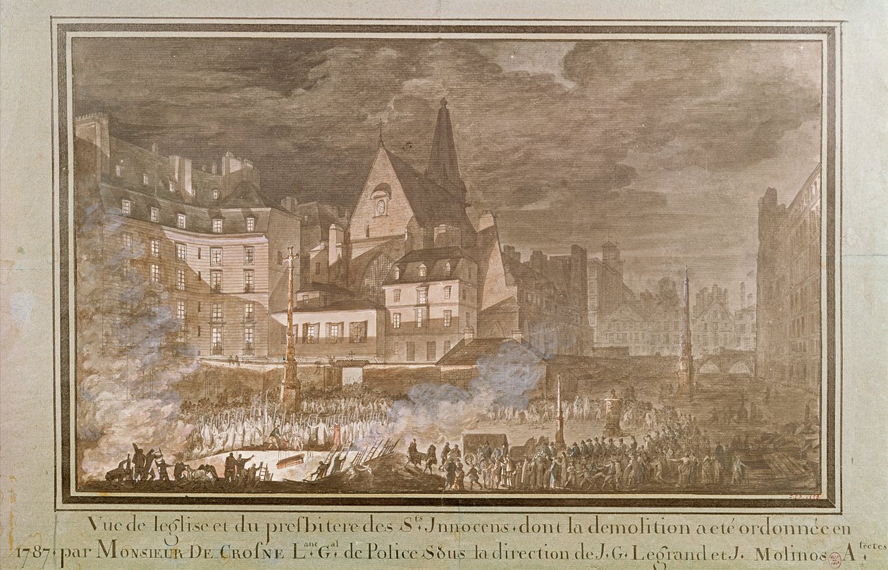 1787年の解体時の長老と聖人無罪者の眺め 作： ジャン・ニコラス・ソブレ