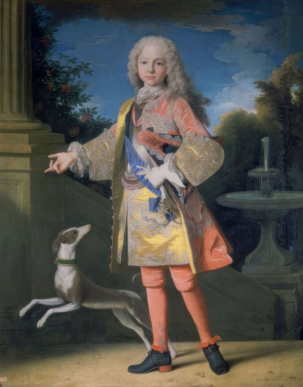 ブルボンのフェルディナンドの肖像、アストゥリアスの王子、c。 1725-35-144×116 cm-キャンバスに油彩-フレンチバロック-復元前-NP2333。アーティスト：JEAN RANC。 FERNANDO VI、NIÑOとも呼ばれます。場所：MUSEO DEL PRADO-PINTURA、マドリード、スペイン 作： ジャン・ランク