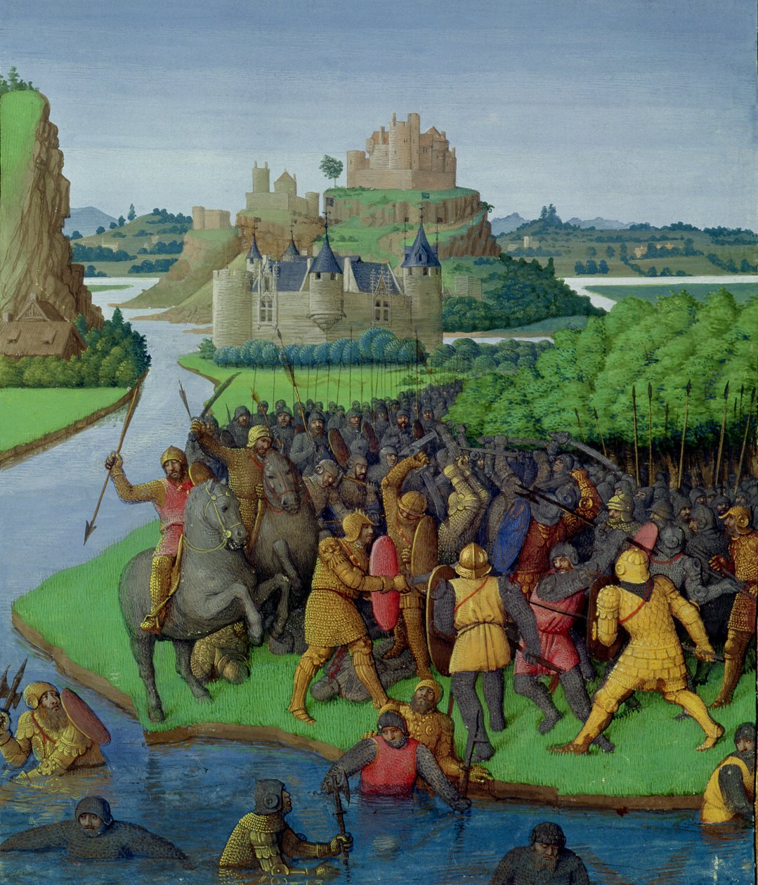 Ms Fr 247 fol.270 MaccabeesとBacchideの間の戦い、「Antiquites Judaiques」、1470年頃のイラスト 作： ジャン・フーケ