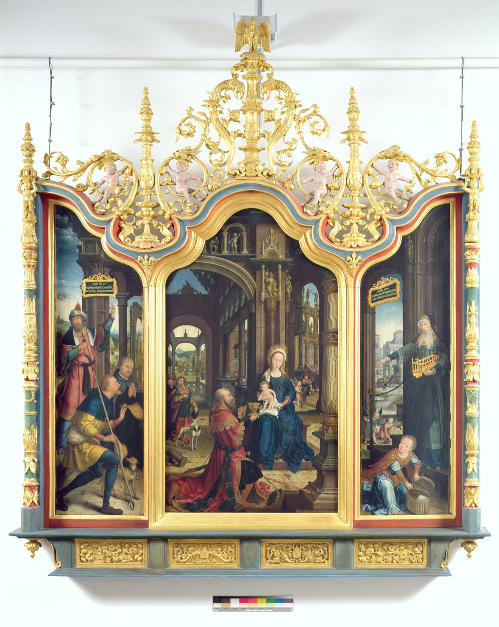 1529年の幼児キリスト崇拝の三連祭壇画 作： ジャン・ザ・エルダー・ベルガンベ