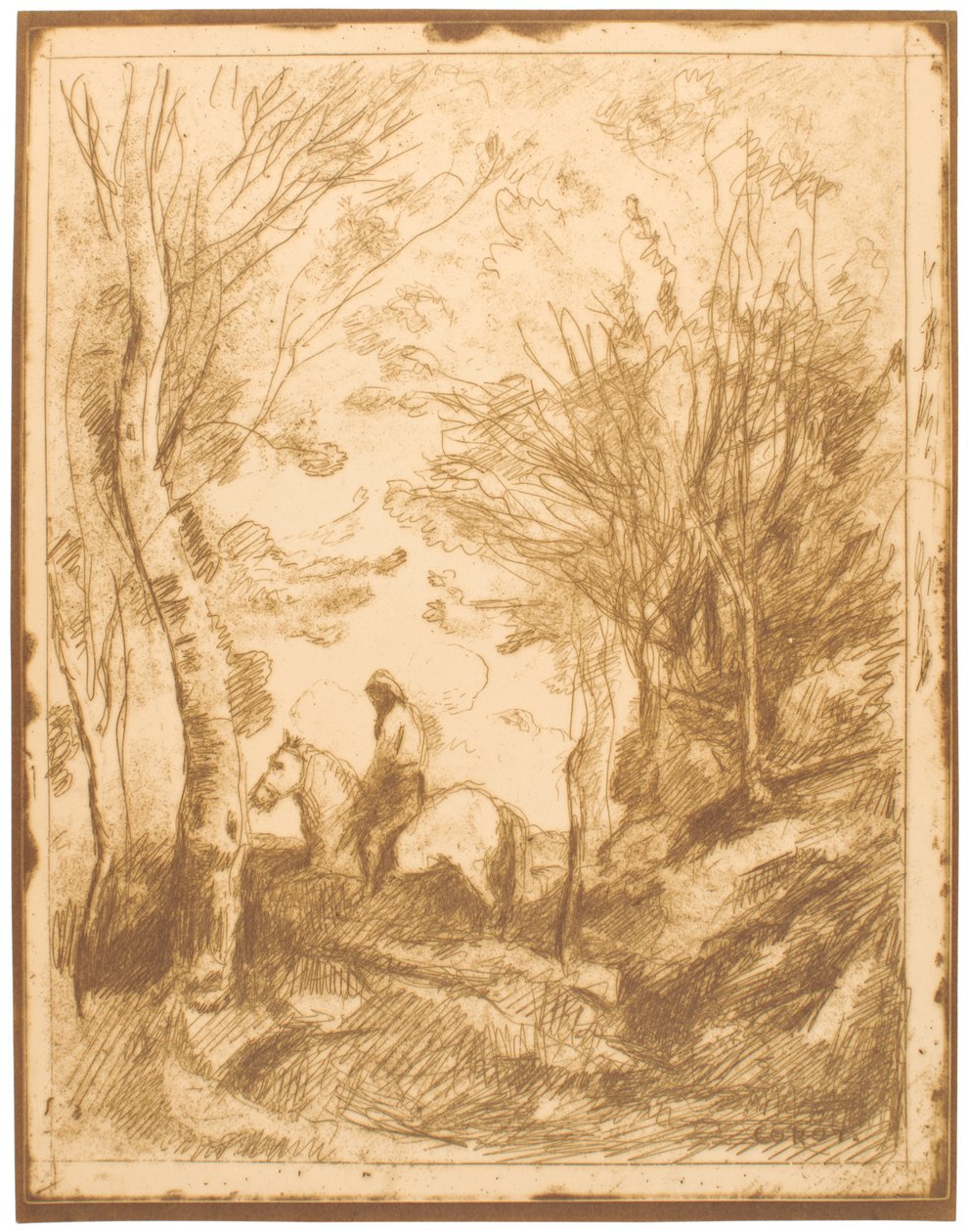 Reiter im Wald, Große Platte (Le Grand Cavalier sous Bois) 作： ジャン・バプティスト・カミーユ・コロー