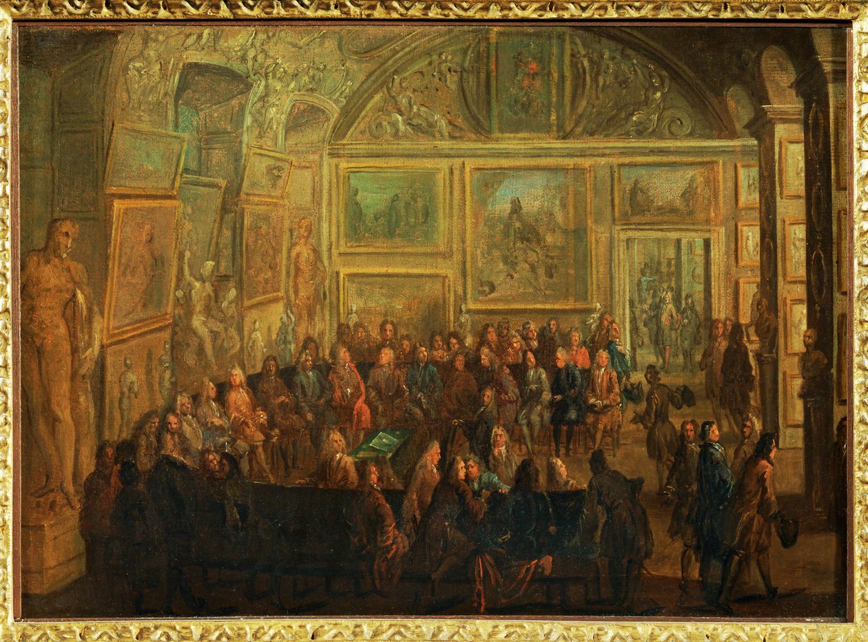 ルーヴル美術館のサロン・ド・ダイアン；絵画アカデミーのセッションの様子。 作： ジャン・バティスト（後）マルタン