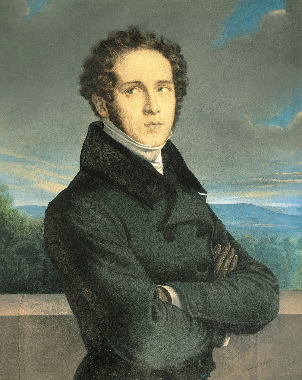 イタリア、ミラノ、イタリアのオペラ作曲家ヴィンチェンツォ ベッリーニ (1801 - 1835) の肖像 作： ジャン・フランソワ・ミレー