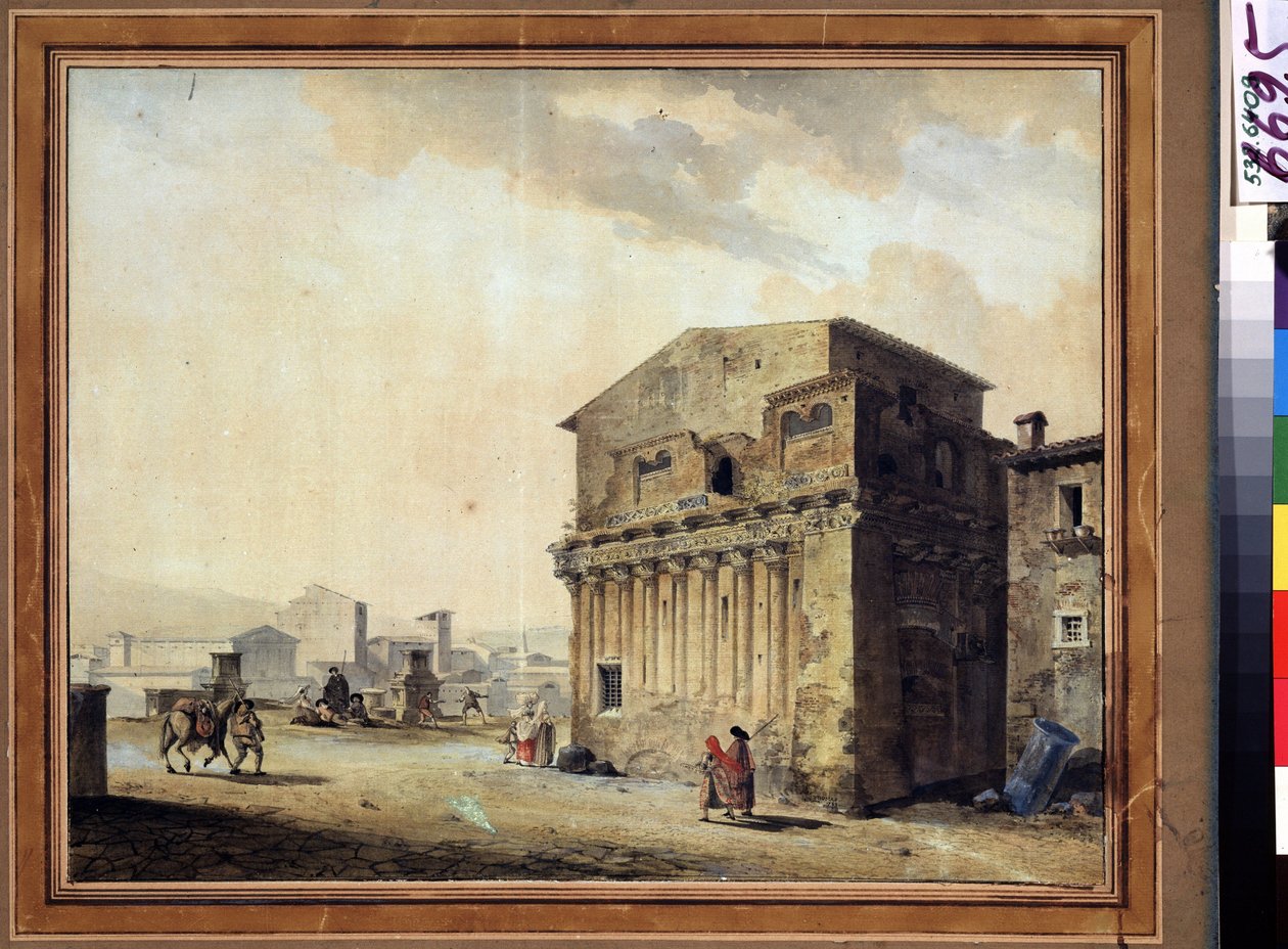 Rome, the house of Pontius Pilate (10 BC-39 AD) (ローマ, the house of Pontius Pilate). Jean Francois Thomas de Thomon (1754-1813) の絵画。 紙に水彩、インク、36.7 x 46.6 cm 作： ジャン・フランソワ・トーマス・ド・トーモン