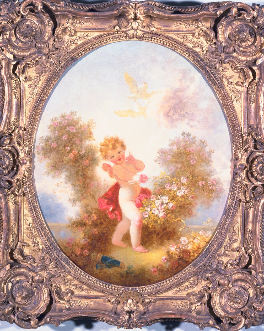 薔薇の間のキューピッド、またはセンチネルを愛して、c.1775 作： ジャン・ホノレ・フラゴナール
