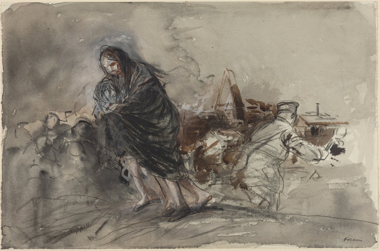 ドゥエの後、おそらく1918年（水彩画） 作： 