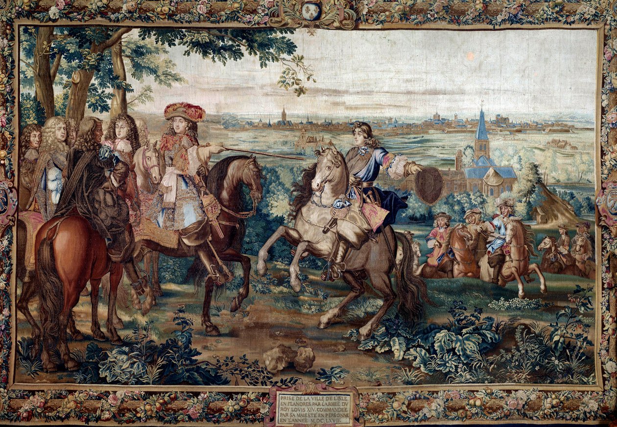Histoire du Roi からの続き: 「」 ルイ 14 世によるリールの捕獲、1667 年 8 月、聖アンドレの厚紙の後。 ゴブラン工場のジャン・モザンの工房（17世紀）が制作した絵画。 薄暗い。 3,7x5,5メートル。 ベルサイユ、城博物館 作： ジャン（ワークショップ）モージン
