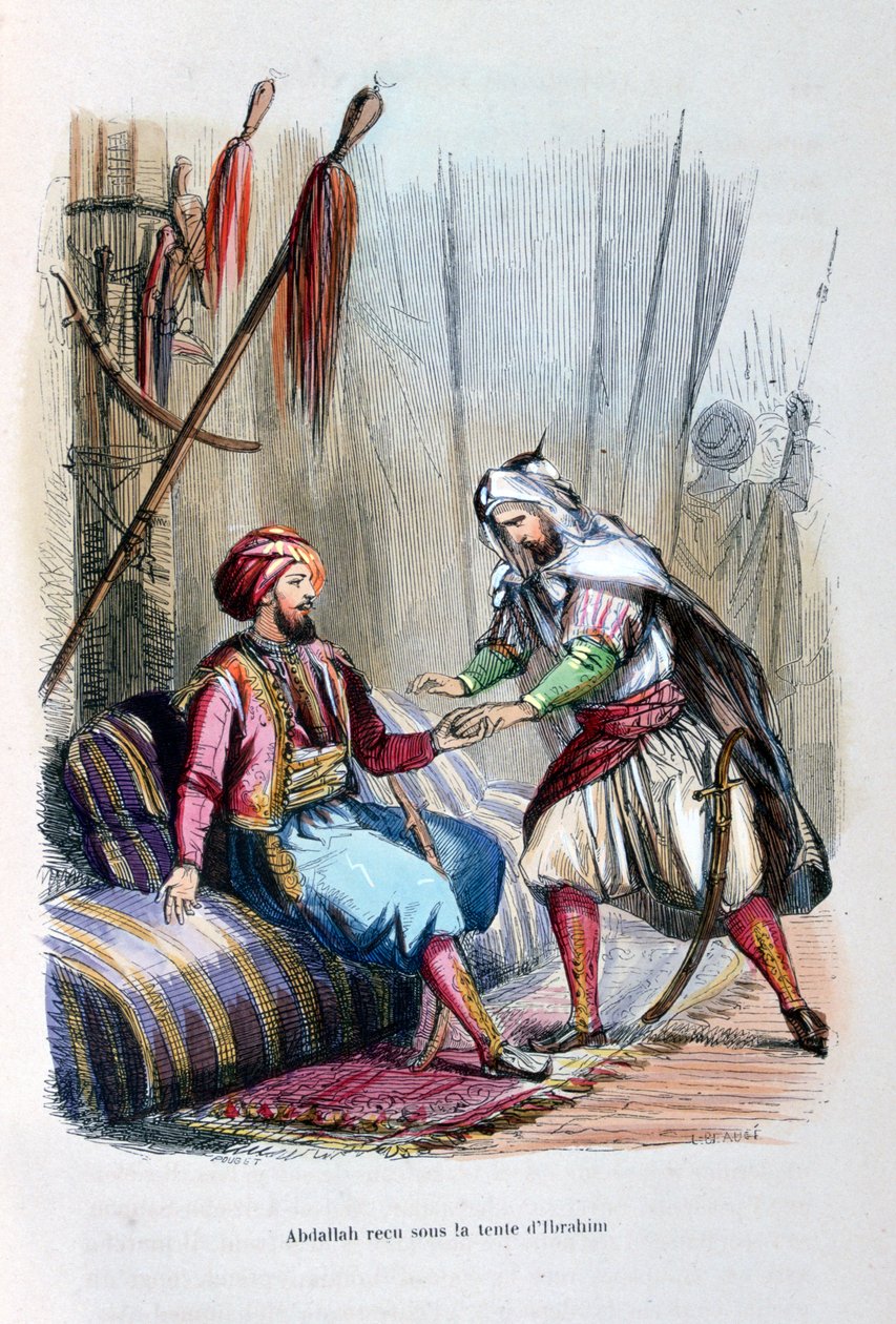 アブドラはイブラヒムパシャのテントで受け取った、1818年、c1847 作： ジャン・アドルフ・ボース