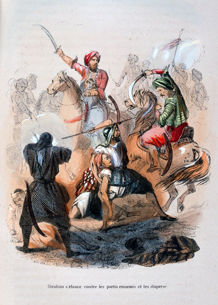 1811-1818 1847年、サウジアラビアのワハビスと戦うイブラヒムパシャ 作： ジャン・アドルフ・ボース