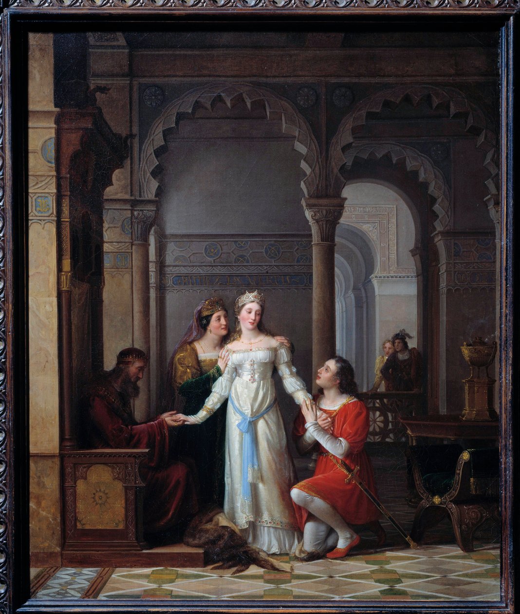 ロバの皮 シャルル・ペロー（1628-1703）の同名の物語の挿絵で、恋する父の宮殿にいる若い王女を表現しています。ジャン・アントワーヌ・ローラン（1763-1832）による絵画 1819年 日。0.55x0.45 m Bourg en Bresse, musee de 作： ジャン・アントワーヌ・ローラン
