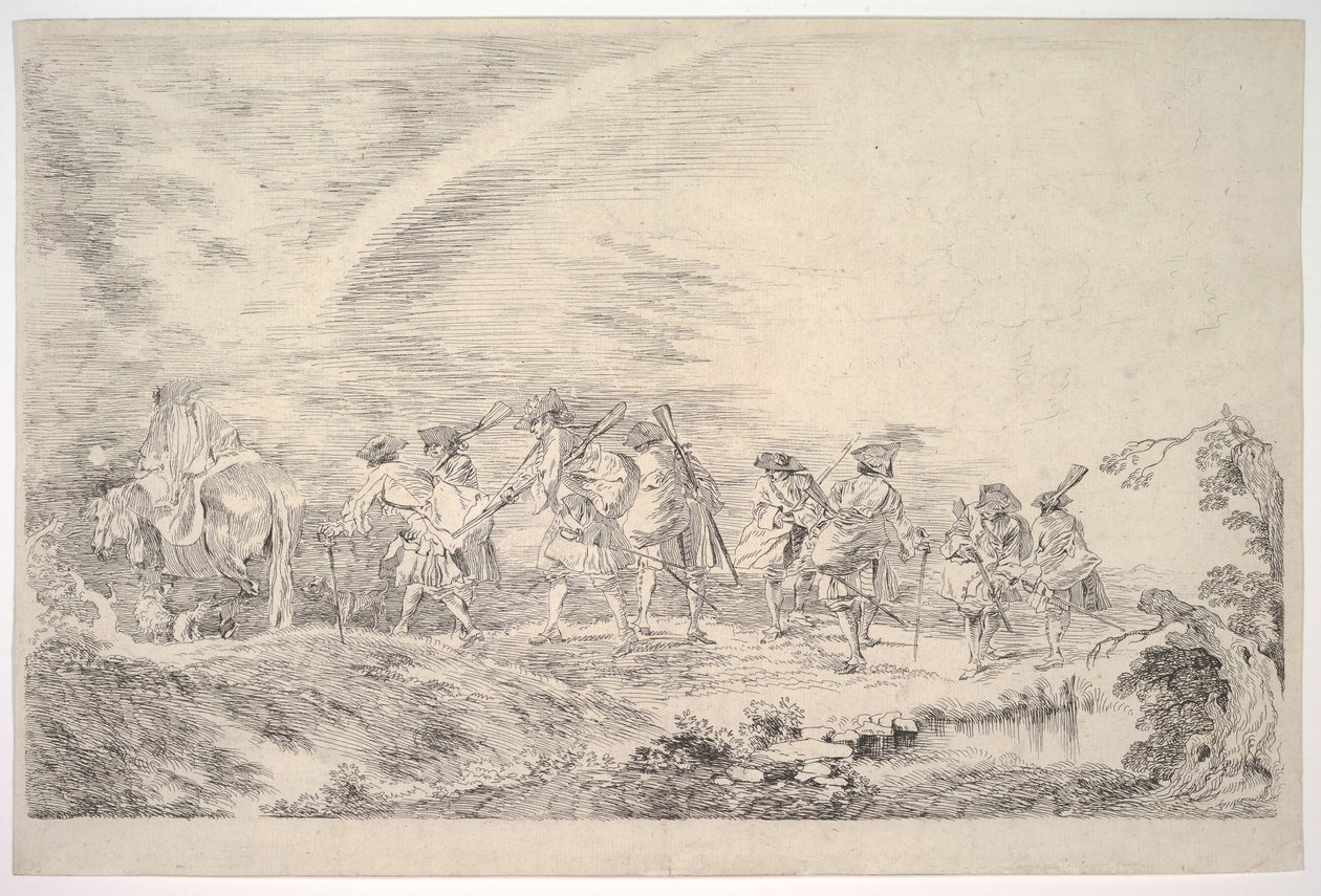連隊に加わる新兵、およそ。 1715-16。 作： ジャン・アントワーヌ・ヴァトー