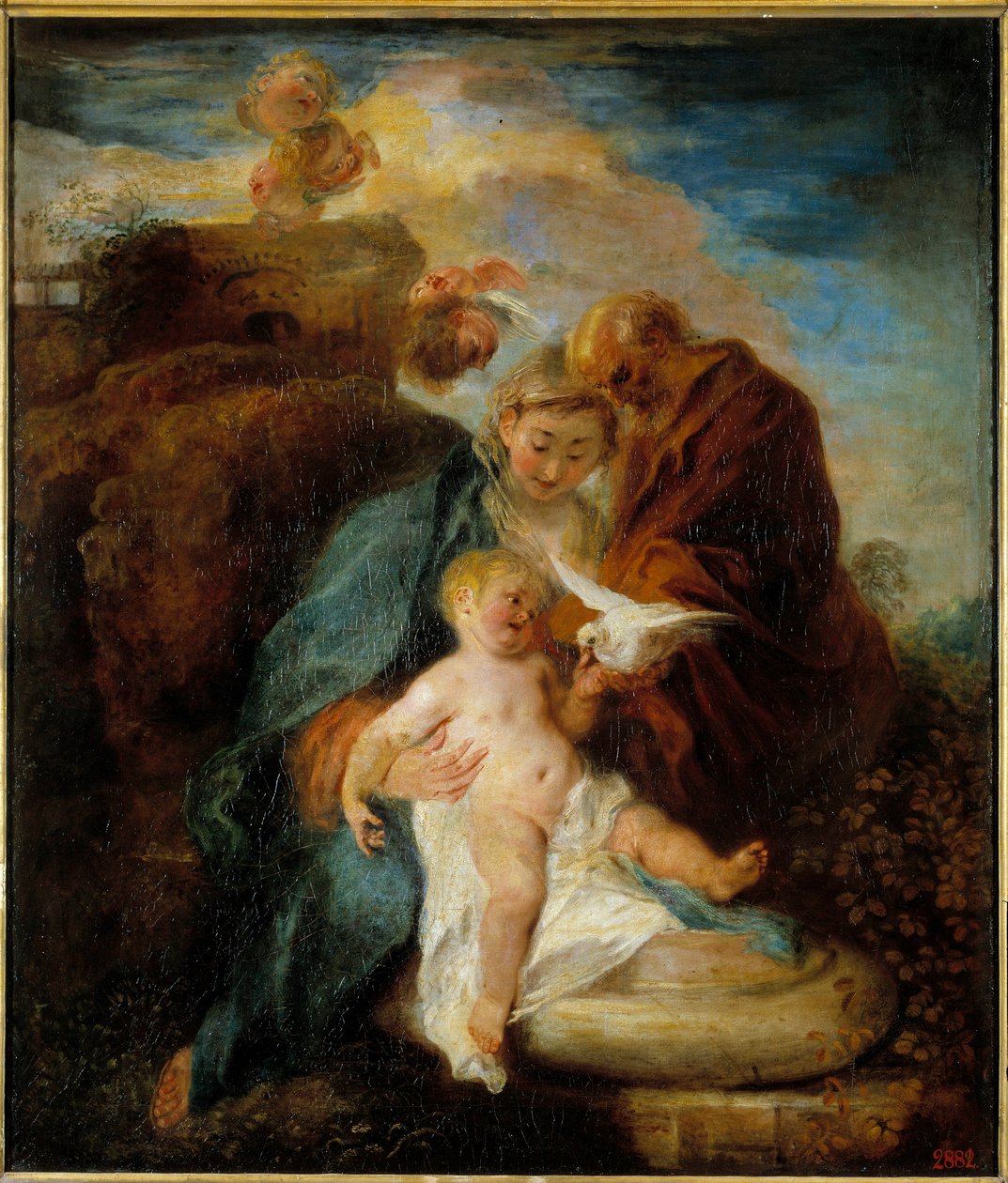 聖家族、エジプトへの飛行中の休息 ジャン・アントワーヌ・ワトー（1684-1721）の絵画 18世紀 サンクトペテルブルク、エルミタージュ美術館 作： ジャン・アントワーヌ・ヴァトー
