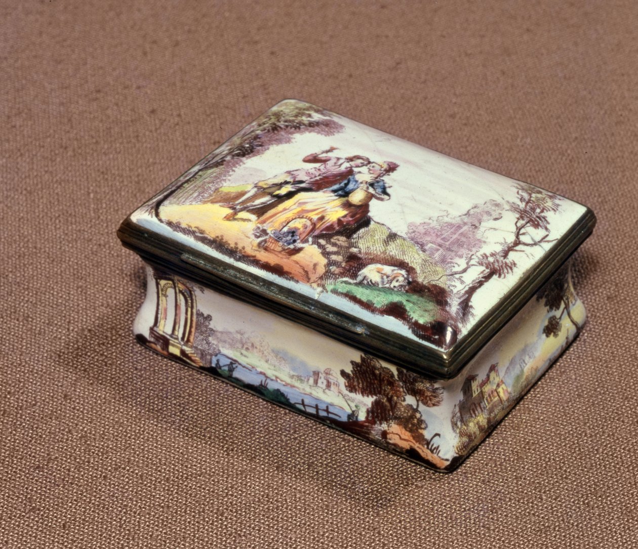 Snuffbox、バーミンガム、1756年頃（転写プリントされたエナメル） 作： ジャン・アントワーヌ・ヴァトー