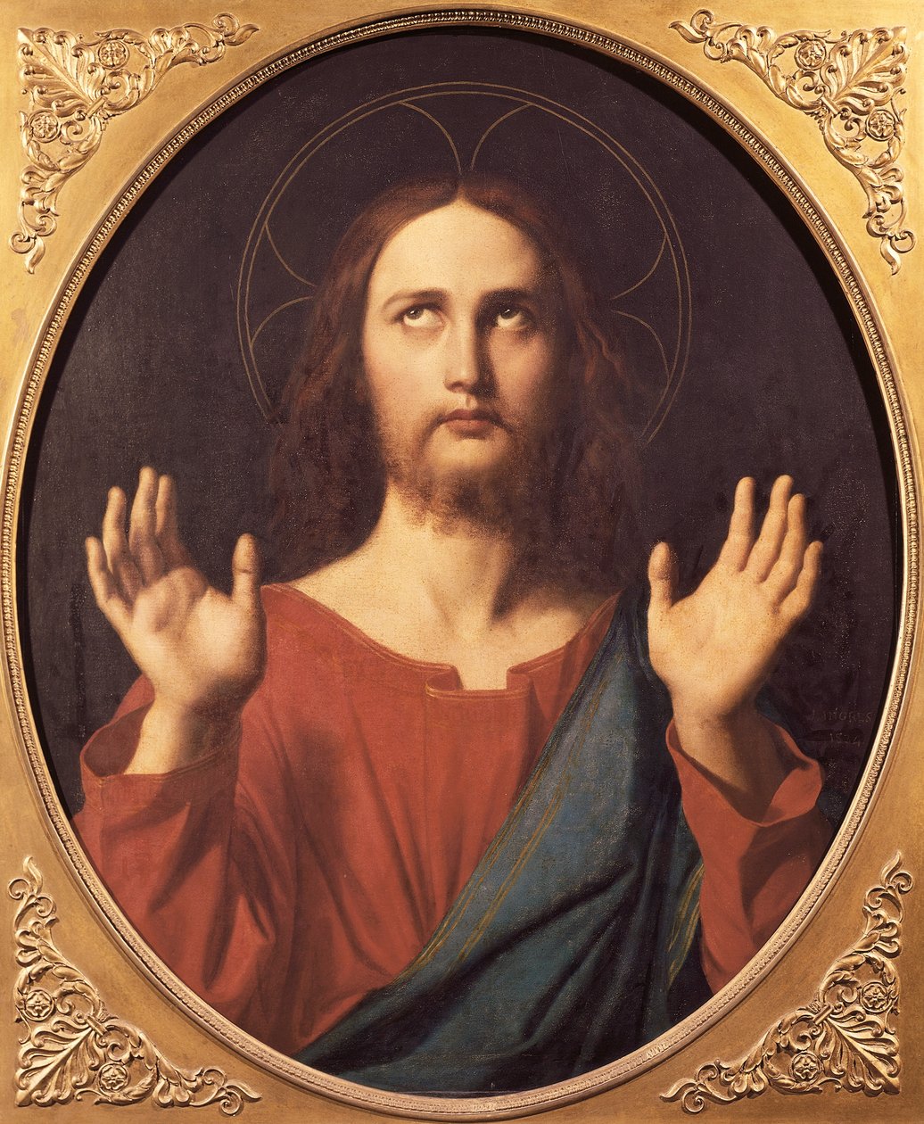 キリスト、ジャン・オーギュスト・ドミニク・イングレス（1780-1867）作、キャンバスに油彩、80x66cm。 作： ジャン・オーギュスト・ドミニク・アングル