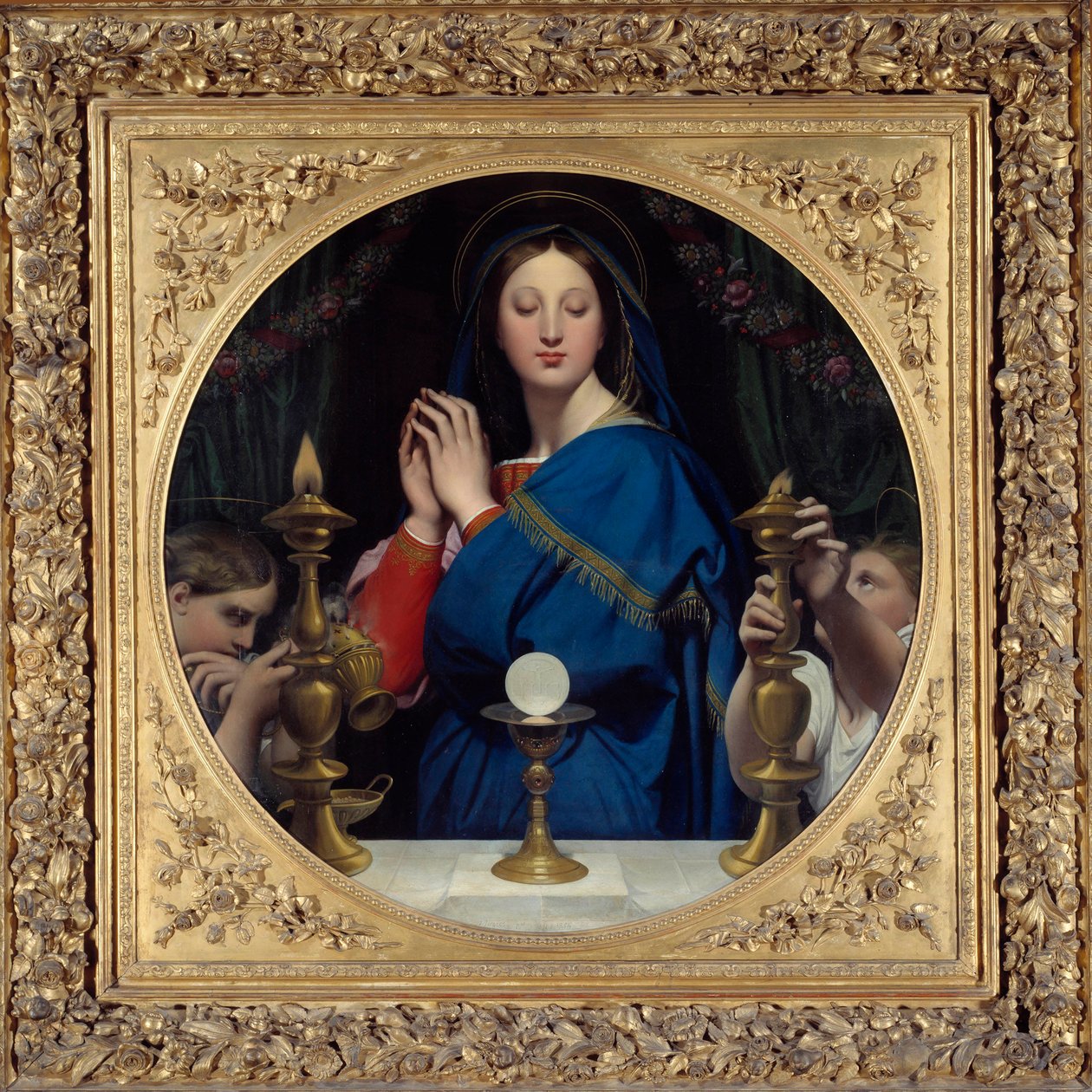 宿主を拝む処女。ジャン・オーギュスト・ドミニク・アングル（1780-1867）の絵画 作： ジャン・オーギュスト・ドミニク・アングル